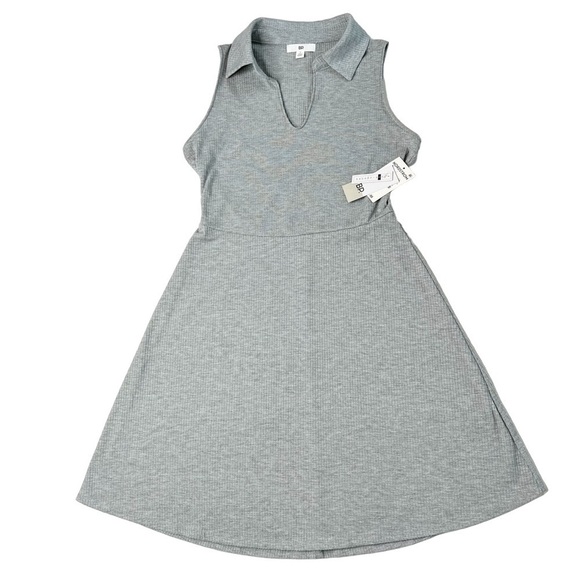 NWT NORDSTROM BP Polo Tank Sleeveless Mini Tennis Dress Ribbed Grey Size S - Picture 8 of 14